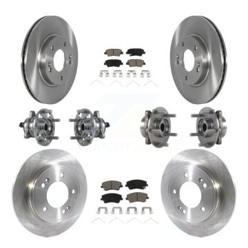Front Rear Hub Bearings Disc Brake Rotors And Pads Kit (10Pc) For Kia Niro Hyundai Ioniq KBB-122647