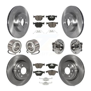 Front Rear Hub Bearing Disc Brake Rotor Pad Shoe Kit (10Pc) For 2012 BMW 335i Convertible KBB-122657
