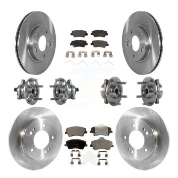 Front Rear Hub Bearings Disc Brake Rotors And Pads Kit (10Pc) For Kia Niro Hyundai Ioniq KBB-122663