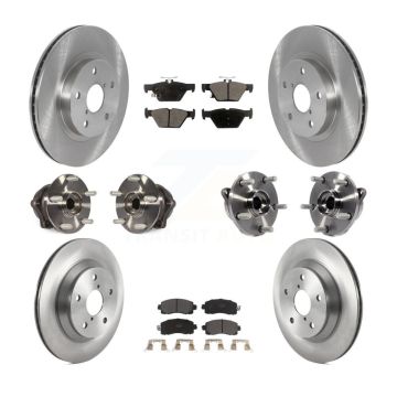 Front Rear Hub Bearing Assembly Disc Brake Rotors And Pads Kit (10Pc) For Subaru Forester KBB-122664