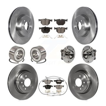 Front Rear Hub Bearing Disc Brake Rotor Pad Shoe Kit (10Pc) For 2012 BMW 335i Convertible KBB-122673