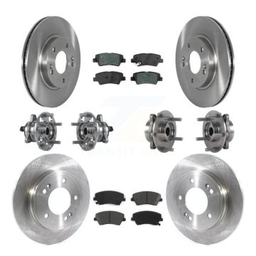 Front Rear Hub Bearings Disc Brake Rotors And Pads Kit (10Pc) For Kia Niro Hyundai Ioniq KBB-122680