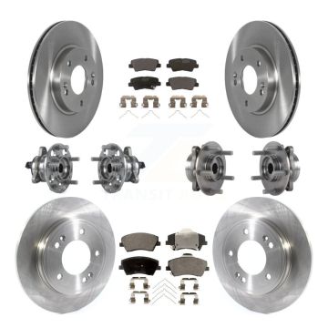 Front Rear Hub Bearings Disc Brake Rotors And Pads Kit (10Pc) For Kia Niro Hyundai Ioniq KBB-122691
