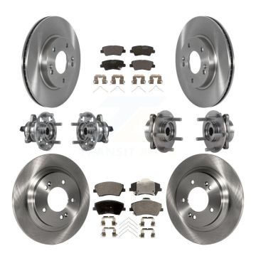 Front Rear Hub Bearing Brake Rotor & Pads Kit (10Pc) For 2018-2019 Hyundai Ioniq Kia Niro KBB-122692