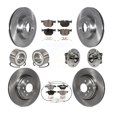 Front Rear Hub Bearing Disc Brake Rotor Pad Shoe Kit (10Pc) For 2012 BMW 335i Convertible KBB-122697