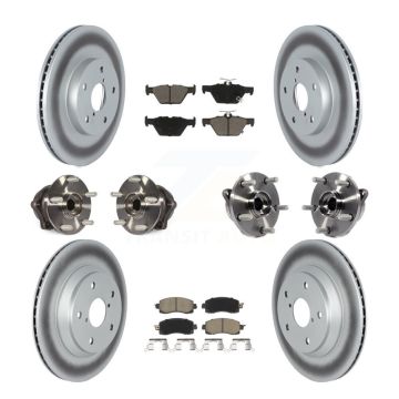 Front Rear Hub Bearings Coated Disc Brake Rotors And Pads Kit (10Pc) For Subaru Forester KBB-122706