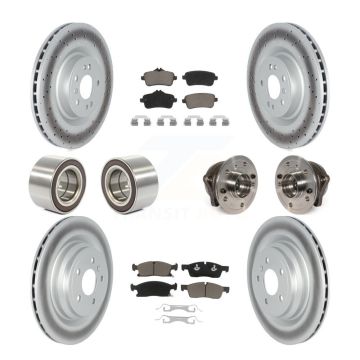 Front Rear Hub Bearing Coated Brake Rotor & Pads Shoe Kit (10Pc) For Mercedes-Benz GLE400 KBB-122736