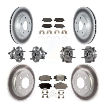 Front Rear Hub Bearing Coated Disc Brake Rotor Pads Kit (10Pc) For Kia Niro Hyundai Ioniq KBB-122745