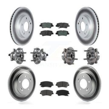 Front Rear Hub Bearing Coated Disc Brake Rotor Pads Kit (10Pc) For Hyundai Ioniq Kia Niro KBB-122788