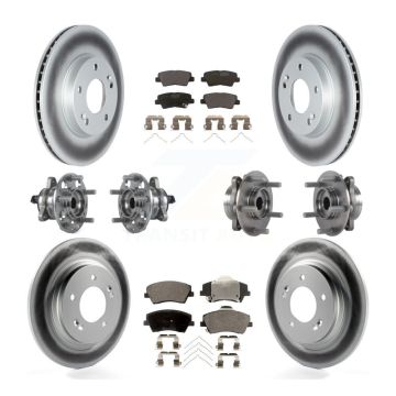 Front Rear Hub Bearing Coated Disc Brake Rotor Pads Kit (10Pc) For Hyundai Ioniq Kia Niro KBB-122818