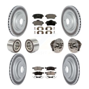 Front Rear Hub Bearing Coated Brake Rotor & Pads Shoe Kit (10Pc) For Mercedes-Benz GLE400 KBB-122850