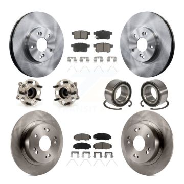 Front Rear Hub Bearings Disc Brake Rotors And Pads Kit (10Pc) For Honda Accord Acura TSX KBB-122903