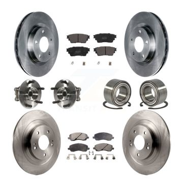 Front Rear Hub Bearing Disc Brake Rotors And Pads Kit (10Pc) For Mitsubishi Outlander AWD KBB-122906