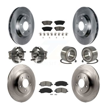 Front Rear Hub Bearing Disc Brake Rotors And Pads Kit (10Pc) For Mitsubishi Outlander AWD KBB-122907