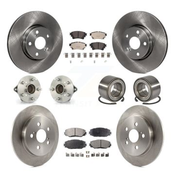 Front Rear Hub Bearing Brake Rotor Pad Kit (10Pc) For 2019 Toyota Corolla Sedan with 1.8L KBB-122908