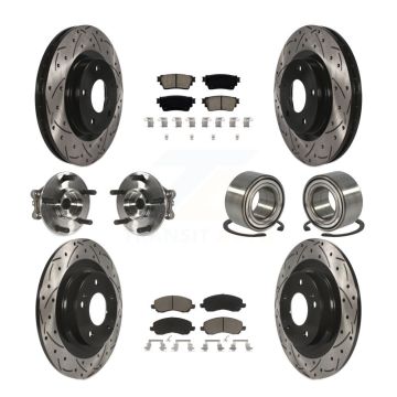 Front Rear Hub Bearing Coated Brake Rotor And Pad Kit (10Pc) For Mitsubishi Outlander AWD KBB-122912