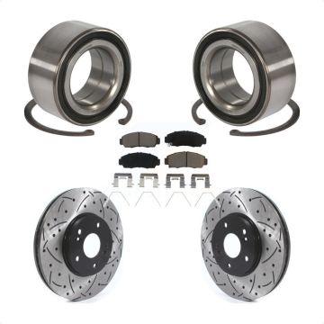 Front Wheel Bearing Coated Drilled Slotted Brake Rotor Pad Kit For Honda Accord Acura TSX KBB-122914