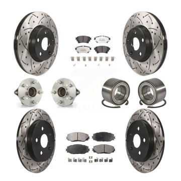 Front Rear Hub Bearing Coat Brake Rotor Pad Kit (10Pc) For Toyota Corolla Sedan with 1.8L KBB-122919
