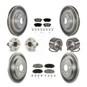 Front Rear Hub Bearing Coat Brake Rotor Pad Kit (10Pc) For Toyota Corolla Sedan with 1.8L KBB-122931