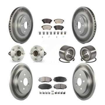 Front Rear Hub Bearing Coat Brake Rotor Pad Kit (10Pc) For Toyota Corolla Sedan with 1.8L KBB-122941