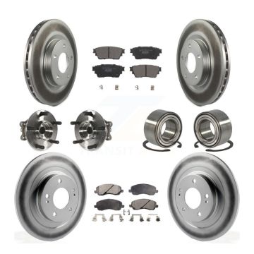Front Rear Hub Bearing Coated Brake Rotor And Pad Kit (10Pc) For Mitsubishi Outlander AWD KBB-122942