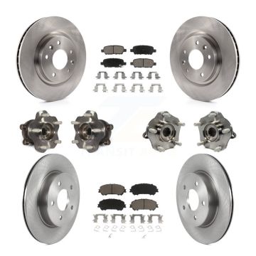 Front Rear Hub Bearing Disc Brake Rotor And Pad Kit (10Pc) For Nissan Qashqai Rogue Sport KBB-122950