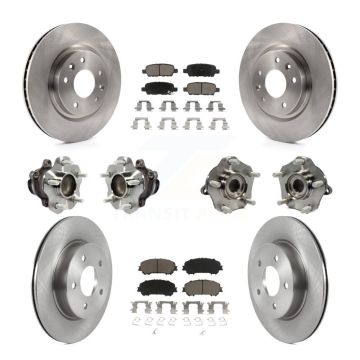 Front Rear Hub Bearing Disc Brake Rotor And Pad Kit (10Pc) For Nissan Qashqai Rogue Sport KBB-122951