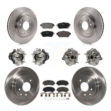 Front Rear Hub Bearing Brake Rotor Pads Kit (10Pc) For 2019 Nissan Rogue Sport S with FWD KBB-122960