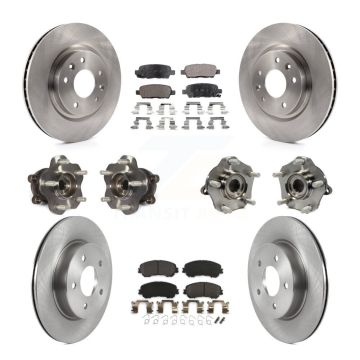 Front Rear Hub Bearing Disc Brake Rotor And Pad Kit (10Pc) For Nissan Qashqai Rogue Sport KBB-122961