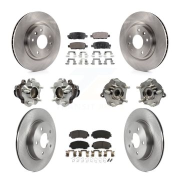 Front Rear Hub Bearing Disc Brake Rotor And Pad Kit (10Pc) For Nissan Qashqai Rogue Sport KBB-122962