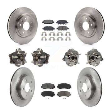 Front Rear Hub Bearing Disc Brake Rotor And Pad Kit (10Pc) For Nissan Qashqai Rogue Sport KBB-122967