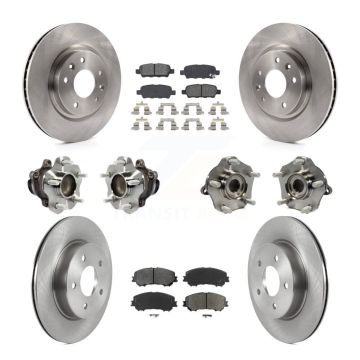 Front Rear Hub Bearing Disc Brake Rotor And Pad Kit (10Pc) For Nissan Qashqai Rogue Sport KBB-122968