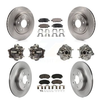 Front Rear Hub Bearing Disc Brake Rotor And Pad Kit (10Pc) For Nissan Qashqai Rogue Sport KBB-122970