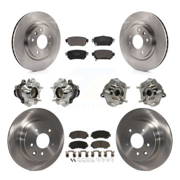 Front Rear Hub Bearing Brake Rotor Pads Kit (10Pc) For 2019 Nissan Rogue Sport S with FWD KBB-122973