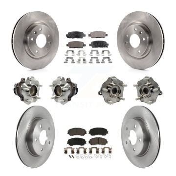 Front Rear Hub Bearing Disc Brake Rotor And Pad Kit (10Pc) For Nissan Qashqai Rogue Sport KBB-122974