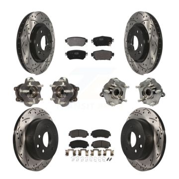 Front Rear Hub Bearing Coat Brake Rotor Pads Kit (10Pc) For Nissan Rogue Sport S with AWD KBB-122981