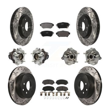 Front Rear Hub Bearing Coat Brake Rotor Pads Kit (10Pc) For Nissan Rogue Sport S with FWD KBB-122982