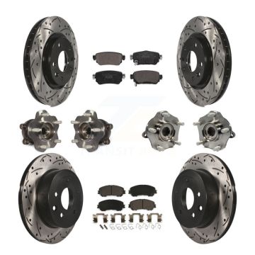 Front Rear Hub Bearing Coat Brake Rotor Pads Kit (10Pc) For Nissan Rogue Sport S with AWD KBB-122983