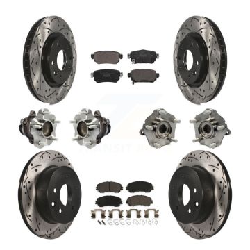 Front Rear Hub Bearing Coat Brake Rotor Pads Kit (10Pc) For Nissan Rogue Sport S with FWD KBB-122984
