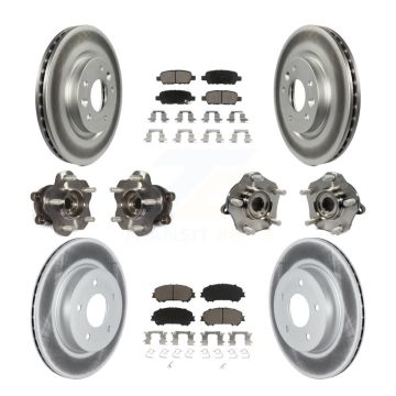 Front Rear Hub Bearing Coated Brake Rotor & Pad Kit (10Pc) For Nissan Qashqai Rogue Sport KBB-122990
