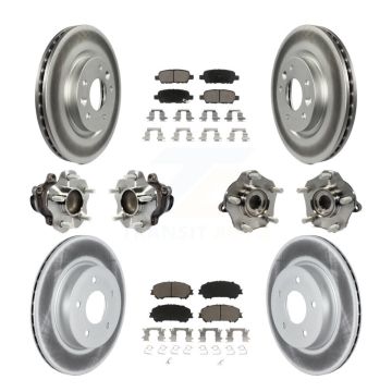 Front Rear Hub Bearing Coated Brake Rotor & Pad Kit (10Pc) For Nissan Qashqai Rogue Sport KBB-122991