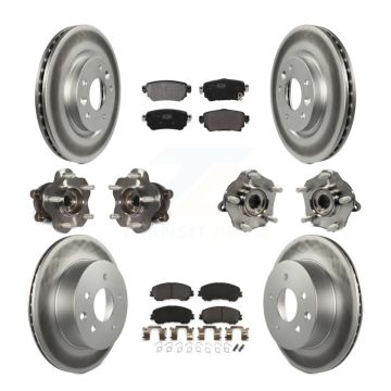 Front Rear Hub Bearing Coat Brake Rotor Pads Kit (10Pc) For Nissan Rogue Sport S with AWD KBB-122994