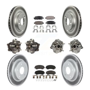 Front Rear Hub Bearing Coated Brake Rotor & Pad Kit (10Pc) For Nissan Qashqai Rogue Sport KBB-122996