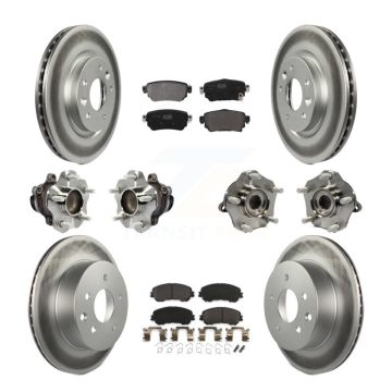 Front Rear Hub Bearing Coat Brake Rotor Pads Kit (10Pc) For Nissan Rogue Sport S with FWD KBB-122998