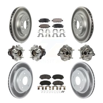 Front Rear Hub Bearing Coated Brake Rotor & Pad Kit (10Pc) For Nissan Qashqai Rogue Sport KBB-123000