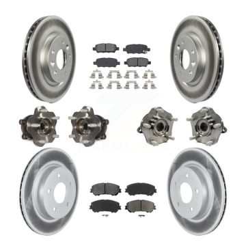 Front Rear Hub Bearing Coated Brake Rotor & Pad Kit (10Pc) For Nissan Qashqai Rogue Sport KBB-123005
