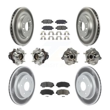 Front Rear Hub Bearing Coated Brake Rotor & Pad Kit (10Pc) For Nissan Qashqai Rogue Sport KBB-123006