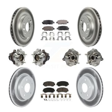 Front Rear Hub Bearing Coated Brake Rotor & Pad Kit (10Pc) For Nissan Qashqai Rogue Sport KBB-123010