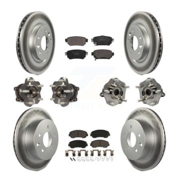 Front Rear Hub Bearing Coat Brake Rotor Pads Kit (10Pc) For Nissan Rogue Sport S with AWD KBB-123011