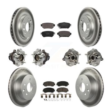 Front Rear Hub Bearing Coat Brake Rotor Pads Kit (10Pc) For Nissan Rogue Sport S with FWD KBB-123012